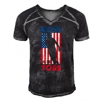 Cornhole S For Men Boss Of The Toss 4Th Of July Men's Short Sleeve V-neck 3D Print Retro Tshirt | Mazezy