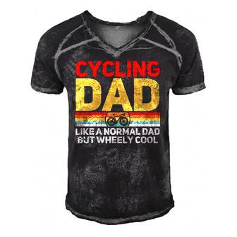 Cycling Cyclist Dad Fathers Day Men's Short Sleeve V-neck 3D Print Retro Tshirt | Mazezy
