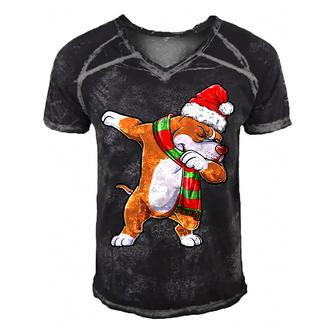Dabbing Pit Bull Santa Christmas Gifts Kids Boys Xmas Dog T-Shirt Men's Short Sleeve V-neck 3D Print Retro Tshirt - Seseable