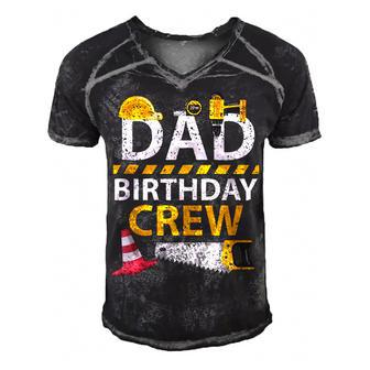 Dad Birthday Crew Construction Birthday Party Supplies Men's Short Sleeve V-neck 3D Print Retro Tshirt - Seseable