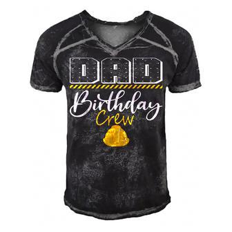 Dad Birthday Crew Construction Hat Birthday Party Family Men's Short Sleeve V-neck 3D Print Retro Tshirt - Seseable