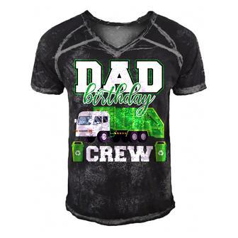Dad Birthday Crew Garbage Truck Funny Family Birthday Party Men's Short Sleeve V-neck 3D Print Retro Tshirt - Seseable