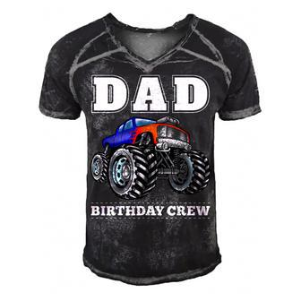 Dad Birthday Crew Monster Truck Theme Party Men's Short Sleeve V-neck 3D Print Retro Tshirt - Seseable