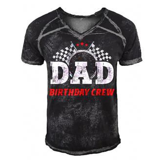 Dad Birthday Crew Race Car Racing Car Driver Daddy Papa Men's Short Sleeve V-neck 3D Print Retro Tshirt - Seseable