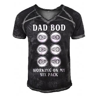 Dad Bod Working On My Six Pack Funny Dad Beer Men's Short Sleeve V-neck 3D Print Retro Tshirt - Monsterry CA