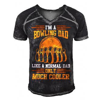 Dad Bowler Papa Fathers Day 28 Bowling Bowler Men's Short Sleeve V-neck 3D Print Retro Tshirt - Seseable