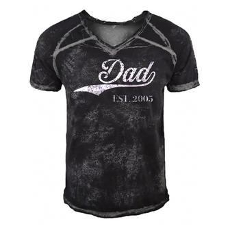 Dad Est2005 Perfect Fathers Day Great Gift Love Daddy Dear Men's Short Sleeve V-neck 3D Print Retro Tshirt | Mazezy