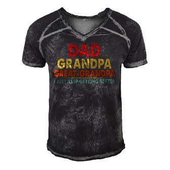 Dad Grandpa Great Grandpa From Grandkids Men's Short Sleeve V-neck 3D Print Retro Tshirt | Mazezy