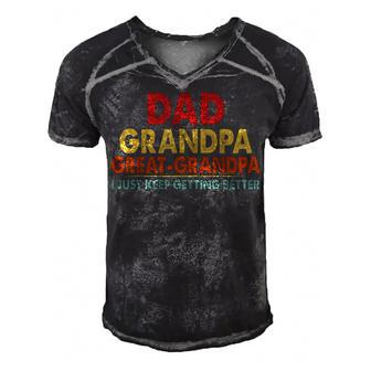 Dad Grandpa Great Grandpa From Grandkids Men's Short Sleeve V-neck 3D Print Retro Tshirt - Seseable