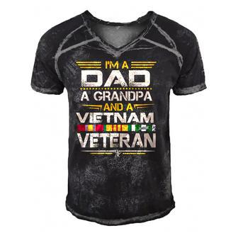 Dad Grandpa Vietnam Veteran Vintage Mens Gift Men's Short Sleeve V-neck 3D Print Retro Tshirt | Mazezy
