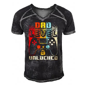 Dad Level Unlocked New Dad Father Pregnancy Announcement Men's Short Sleeve V-neck 3D Print Retro Tshirt | Mazezy