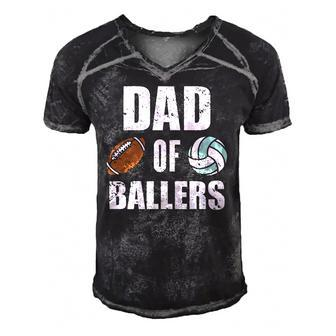 Dad Of Ballers Funny Football Volleyball Dad Men's Short Sleeve V-neck 3D Print Retro Tshirt | Mazezy