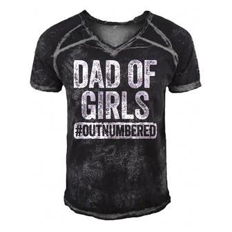 Dad Of Girls Outnumbered Fathers Day Gift Men's Short Sleeve V-neck 3D Print Retro Tshirt | Mazezy