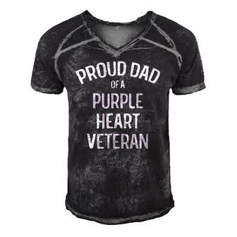 Dad Of Purple Heart Veteran Proud Military Family Gift Men's Short Sleeve V-neck 3D Print Retro Tshirt | Mazezy