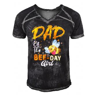 Dad Of The Bee Day Girl Hive Party Matching Birthday Men's Short Sleeve V-neck 3D Print Retro Tshirt | Mazezy