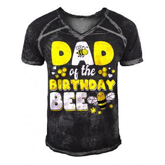 Dad Of The Bee Day Girl Party Matching Birthday Men's Short Sleeve V-neck 3D Print Retro Tshirt | Seseable CA