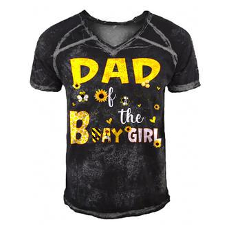 Dad Of The Birthday Girl With Sunflower And Bee Men's Short Sleeve V-neck 3D Print Retro Tshirt - Seseable