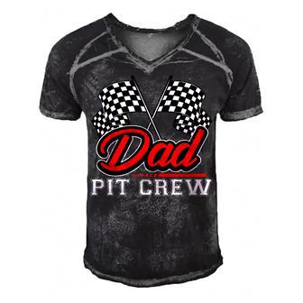 Dad Pit Crew Funny Birthday Boy Racing Car Pit Crew B-Day Men's Short Sleeve V-neck 3D Print Retro Tshirt - Seseable