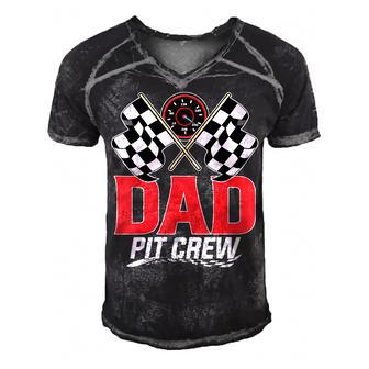 Dad Pit Crew Race Car Birthday Party Racing Family Men's Short Sleeve V-neck 3D Print Retro Tshirt - Seseable
