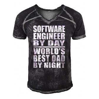 Dad Tee Software Engineer Best Dad Fathers Day Gift Men's Short Sleeve V-neck 3D Print Retro Tshirt | Mazezy