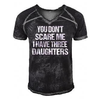 Dad You Dont Scare Me I Have Three Daughters Classic Men's Short Sleeve V-neck 3D Print Retro Tshirt | Mazezy