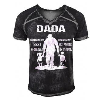 Dada Grandpa Gift Dada Best Friend Best Partner In Crime Men's Short Sleeve V-neck 3D Print Retro Tshirt - Seseable
