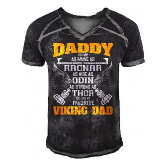 Daddy Is My Favorite Viking Dad - Viking Norse Mythology Men's Short Sleeve V-neck 3D Print Retro Tshirt | Mazezy