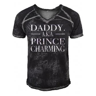 Daddy Is Prince Charming Best Dad Ever Men's Short Sleeve V-neck 3D Print Retro Tshirt | Mazezy