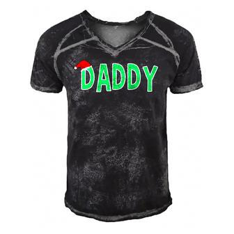 Daddy Santa Hat - Matching Christmas Pajama Tees Men's Short Sleeve V-neck 3D Print Retro Tshirt | Mazezy
