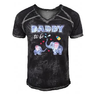 Daddy To Be Pregnancy Elephant Lovers Men's Short Sleeve V-neck 3D Print Retro Tshirt | Mazezy