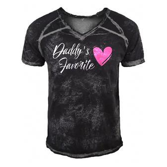 Daddys Favorite For Daughter Heart Men's Short Sleeve V-neck 3D Print Retro Tshirt | Mazezy