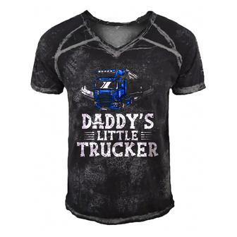 Daddys Little Trucker Truck Driver Trucking Boys Girls Men's Short Sleeve V-neck 3D Print Retro Tshirt | Mazezy