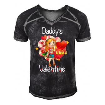 Daddys Valentine Father Daughter Valentines Day Gift Men's Short Sleeve V-neck 3D Print Retro Tshirt | Mazezy
