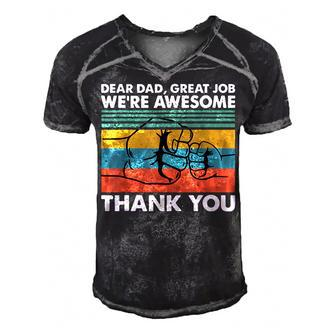 Dear Dad Great Job Were Awesome Thank You Father Men's Short Sleeve V-neck 3D Print Retro Tshirt | Mazezy