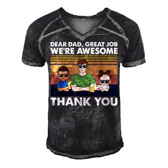 Dear Dad Great Job Were Awesome Thank You  Men's Short Sleeve V-neck 3D Print Retro Tshirt