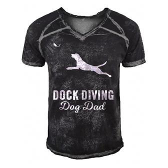 Dog Jumping Dock Diving Dog Dad Men's Short Sleeve V-neck 3D Print Retro Tshirt | Mazezy