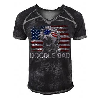 Doodle Dad Goldendoodle Dog American Flag 4Th Of July Men's Short Sleeve V-neck 3D Print Retro Tshirt - Seseable