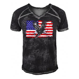 Eagle American Flag 4Th Of July Usa Merica Bird Lover Gift Men's Short Sleeve V-neck 3D Print Retro Tshirt | Mazezy