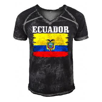 Ecuador Ecuadorian Flag Pride Roots Men's Short Sleeve V-neck 3D Print Retro Tshirt | Mazezy