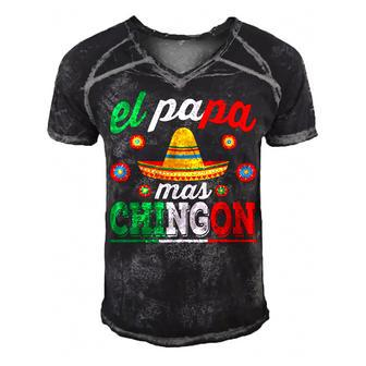 El Papa Mas Chingon Funny Mexican Dad Husband Regalo Flag V3 Men's Short Sleeve V-neck 3D Print Retro Tshirt - Seseable