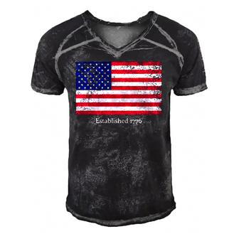 Established 1776 Usa July 4Th Us Flag America Men's Short Sleeve V-neck 3D Print Retro Tshirt | Mazezy
