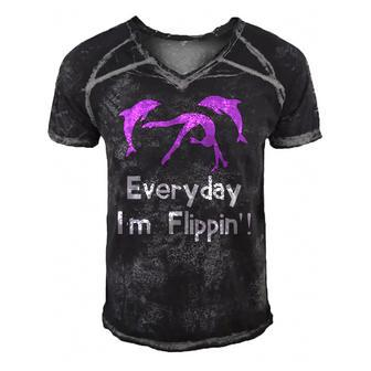 Everyday Im Flippin Gymnastics Dolphin Men's Short Sleeve V-neck 3D Print Retro Tshirt | Mazezy