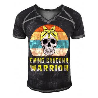 Ewings Sarcoma Warrior Skull Women Vintage Yellow Ribbon Ewings Sarcoma Ewings Sarcoma Awareness V2 Men's Short Sleeve V-neck 3D Print Retro Tshirt | Favorety CA