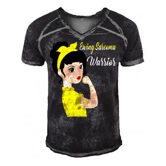 Ewings Sarcoma Warrior Strong Women Yellow Women Ewings Sarcoma Ewings Sarcoma Awareness Men's Short Sleeve V-neck 3D Print Retro Tshirt | Favorety UK