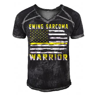 Ewings Sarcoma Warrior Usa Flag United States Flag Yellow Ribbon Ewings Sarcoma Ewings Sarcoma Awareness Men's Short Sleeve V-neck 3D Print Retro Tshirt | Favorety DE