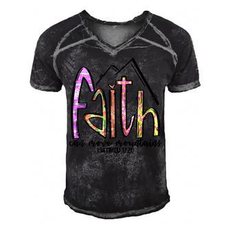 Faith Can Move Mountains Mens Womens Kids Christian Men's Short Sleeve V-neck 3D Print Retro Tshirt - Seseable