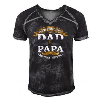 Family Dad & Papa Funny Fathers Day Grandpa Daddy Gift Men's Short Sleeve V-neck 3D Print Retro Tshirt | Mazezy