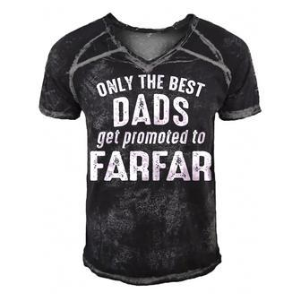 Farfar Grandpa Gift Only The Best Dads Get Promoted To Farfar Men's Short Sleeve V-neck 3D Print Retro Tshirt - Seseable