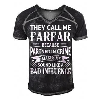 Farfar Grandpa Gift They Call Me Farfar Because Partner In Crime Makes Me Sound Like A Bad Influence Men's Short Sleeve V-neck 3D Print Retro Tshirt - Seseable