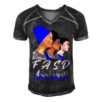 Fasd Awareness Blue And Grey Women Fetal Alcohol Spectrum Disorder Fetal Alcohol Spectrum Disorder Awareness Men's Short Sleeve V-neck 3D Print Retro Tshirt | Favorety CA